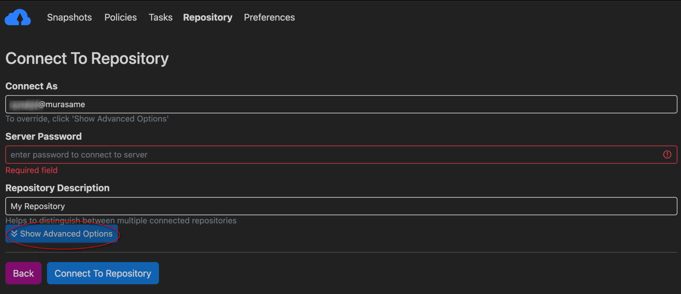 Kopia Connection Details